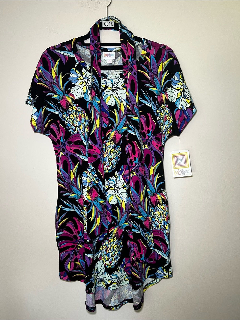 LuLaRoe Mitzi Black Top Pineapple Print